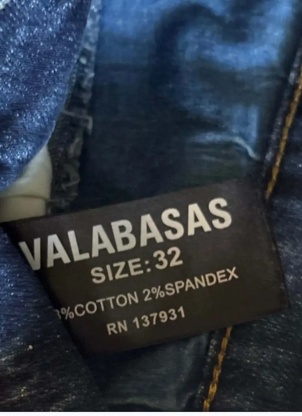 Valabasas Men's Distressed Slim Fit Blue Denim Jeans with Raw Hem